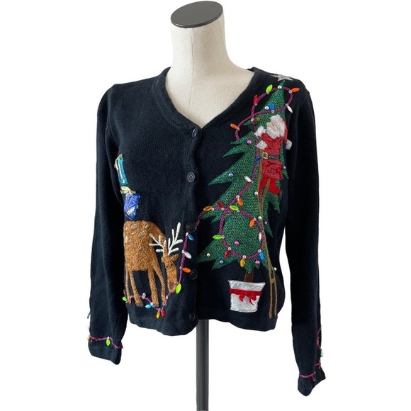 Design Options Phillip Jane Gordon Cardigan Santa Christmas Tree Lights Small - Picture 2 of 13